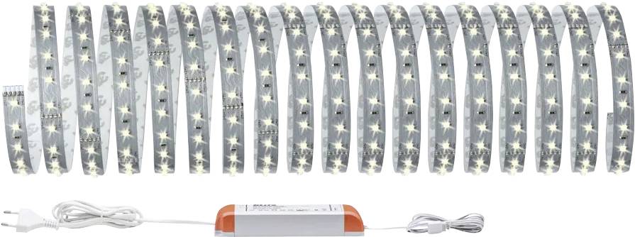 LED light strip in light grey spiral with glowing white stars, connected to a power supply. Ideal for festive decoration.