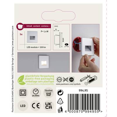 'LED Module, 1x, Power = 1.4W, Size = 100mm. Installation: Wall-mounted. Plastic-free packaging.'