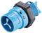 Blue plastic plug with black screw fitting, likely suitable for electrical or mechanical connection.