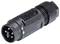 Black electrical multi-pin connector, suitable for industrial or technical applications.