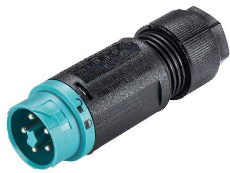 Wieland Electric 46.052.4553.6 Bullet connector Plug, straight Total number of pins: 4 + PE Series (round connectors): RST® MINI 1 pc(s)