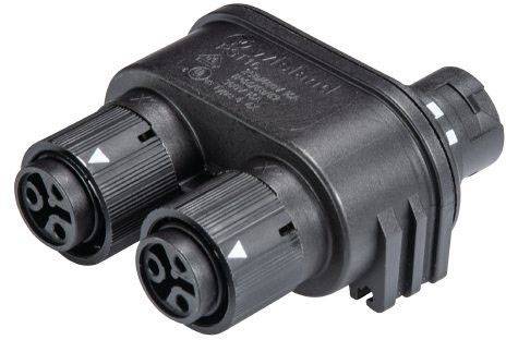 Wieland Electric 46.030.1253.1 Bullet connector splitter Total number of pins: 2 + PE Series (round connectors): RST® MINI 1 pc(s)
