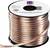 A 30-metre reel of transparent speaker cable. It is wound on a black spool and partially unrolled.
