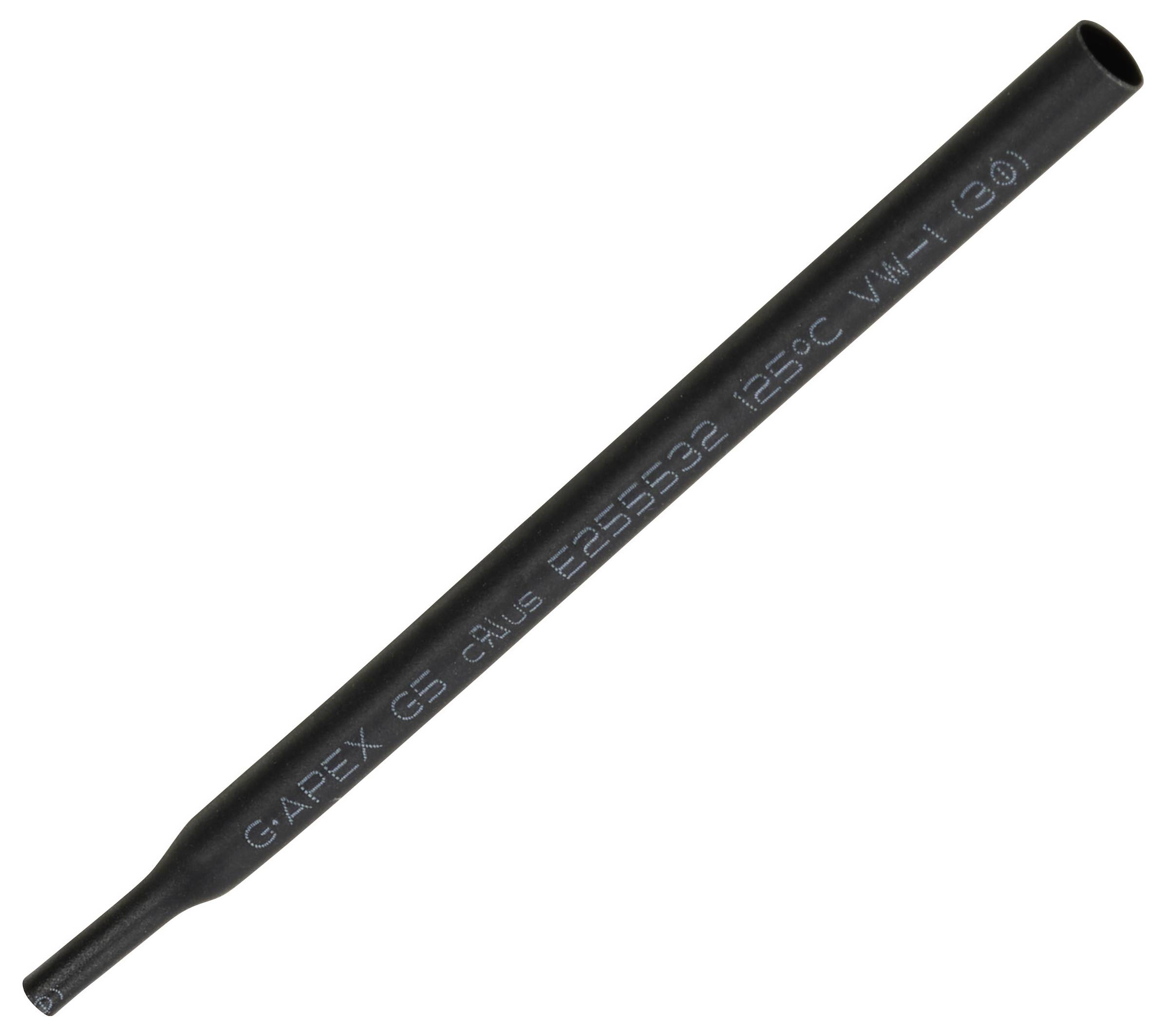 'A black heat shrink tubing marked GAPEX, size 3/8', E235532, 125°C VW-1.'