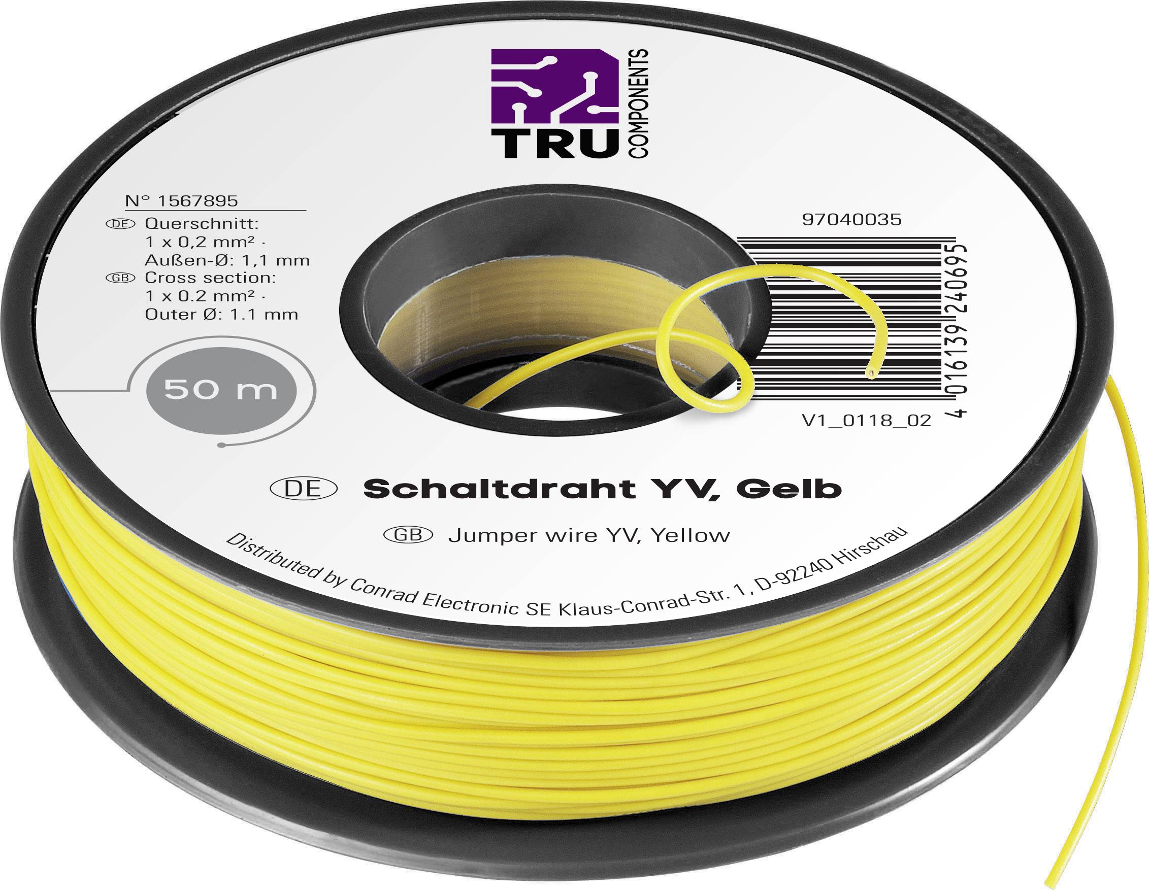 TRU COMPONENTS 1567895 Jumper wire Yv 1 x 0.20 mm² Yellow 50 m