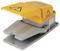 A yellow safety foot switch with protective cover and warning symbol. Mainly used for machine control.