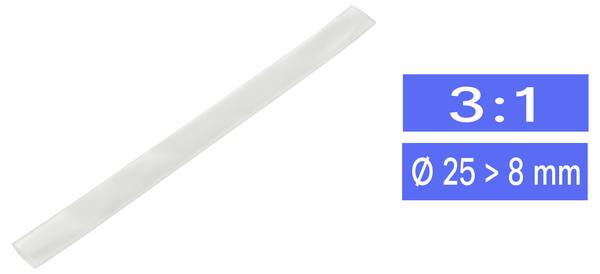 TRU COMPONENTS 1570602 Heatshrink w/o adhesive Clear 25 mm 8 mm Shrinkage:3:1 Sold per metre