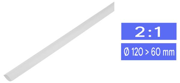 TRU COMPONENTS 1225506 Heatshrink w/o adhesive White 120 mm 60 mm Shrinkage:2:1 Sold per metre