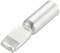 A silver metal connector piece with a flat rectangular end, shaped like a plug.