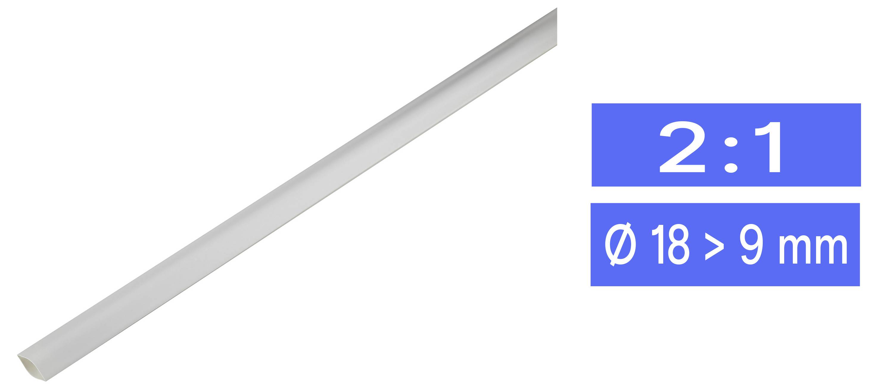 TRU COMPONENTS 1225498 Heatshrink w/o adhesive White 19 mm 9 mm Shrinkage:2:1 Sold per metre-0