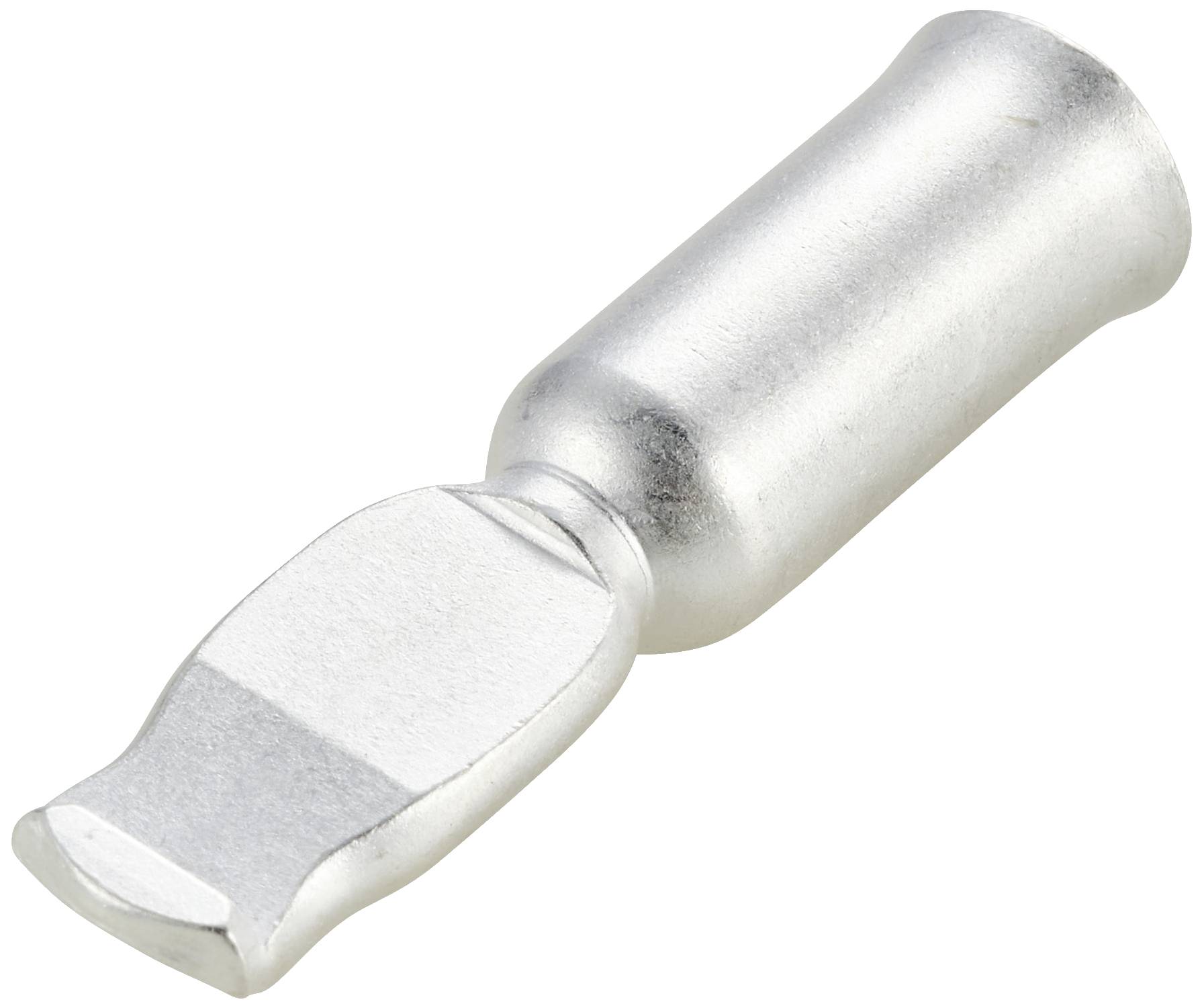 Metal flat terminal for connecting electrical conductors.