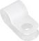 White plastic toilet seat hinge or mounting bracket with a circular hole, shown on a plain background.