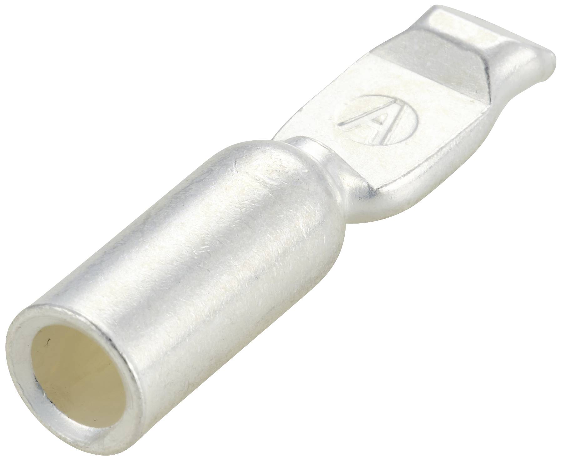 'Aluminium cable sleeve with a flat end, suitable for electrical connections and secure cable joining.'