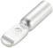 A silver cable plug with a flat connection end, suitable for connecting cables in electrical applications.