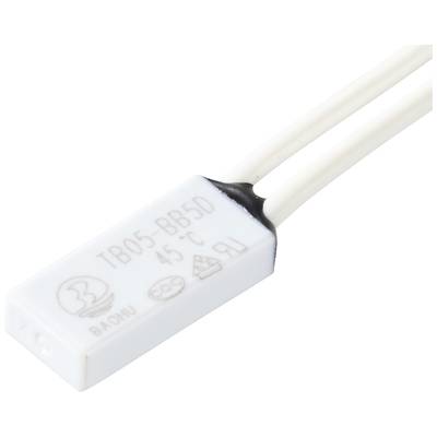 A rectangular, white temperature protection switch with two connected wires and the inscription 'TB05-BB5D 45°C'.
