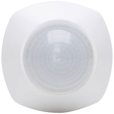 Sensor with a circular motion-sensitive lens in a white housing, commonly used for motion detection in security systems.