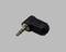 'Jack plug adapter, black, rectangular, with 3.5mm socket and plug. Used for converting connection interfaces on audio devices.'