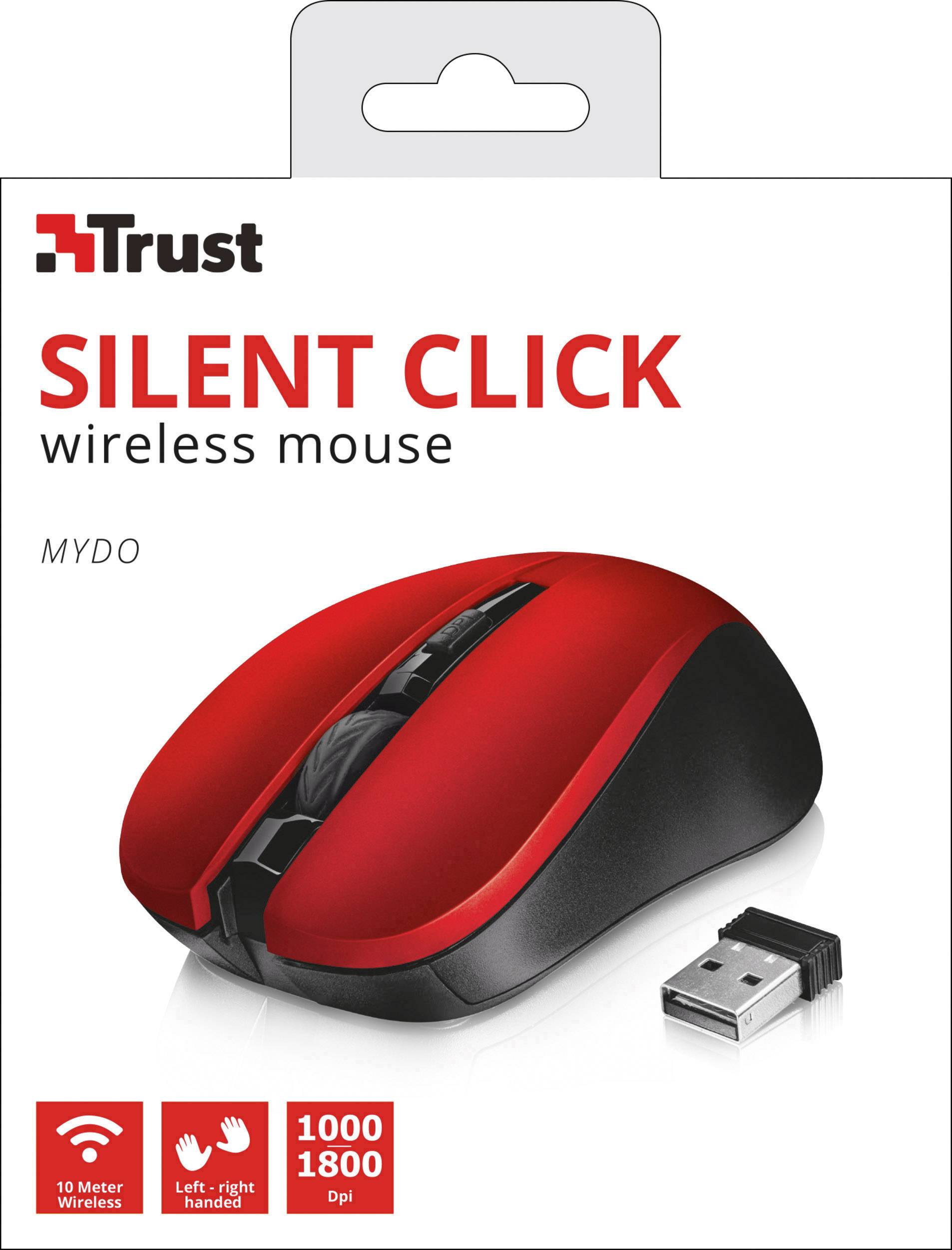 Trust Mydo Silent Click Mouse Radio Optical Red 4 Buttons 1800 dpi-2