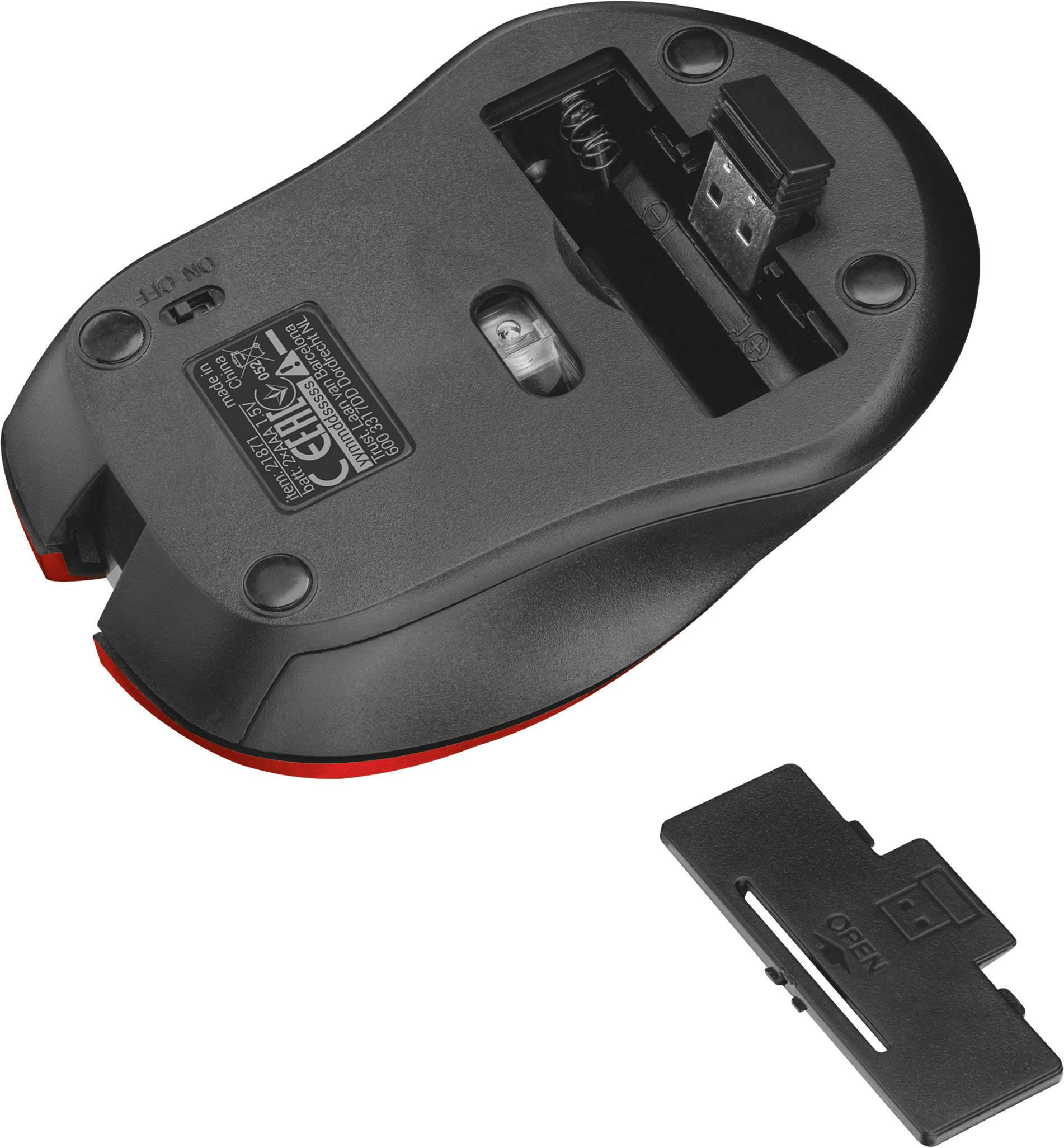 Trust Mydo Silent Click Mouse Radio Optical Red 4 Buttons 1800 dpi-5