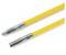 Two yellow fibreglass rods with metal connectors at the ends, one with an external thread and the other with an internal thread, for use in crafting.