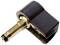 Black angle adapter with 3.5mm jack plug, suitable for connecting audio cables to save space or in hard-to-reach areas.