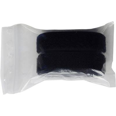 Two black, hook-and-loop-like straps in a clear plastic bag. Suitable for cable management or bundling items.