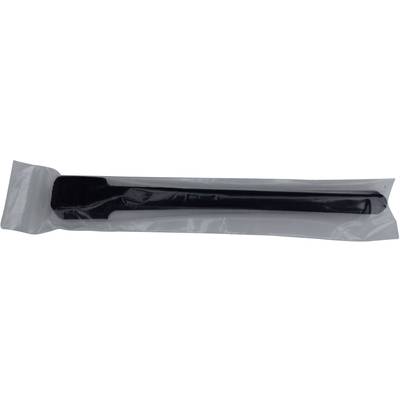 'A black spoon in a clear plastic packaging.'
