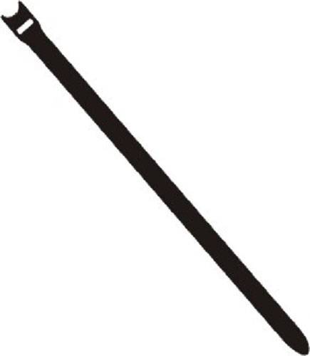 Plastic cable ties, black, elongated and narrow, with an opening at one end for securing items.
