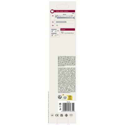 Back of an LED lamp packaging with product information, installation instructions, and pictograms for energy efficiency and disposal.