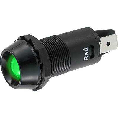 Black toggle switch with green illuminated LED and the label 'Red'.