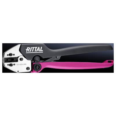 Crimping pliers with black and pink handle, brand name 'RITTAL' printed. Device for cable processing.