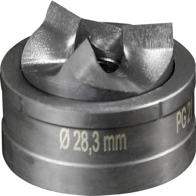 Metal drill crown with a diameter of 28.3 mm.