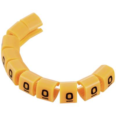 Eleven orange cable markers in a semi-circular shape, each printed with a black number '0'.