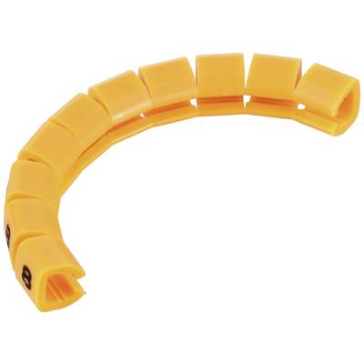 Orange cable markers in a curved arrangement.