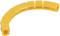 A yellow, curved plastic cable protection segment, consisting of multiple interconnected parts for bundling cables.