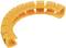 A bright orange, half-round plastic cable marker element labelled with numbers.