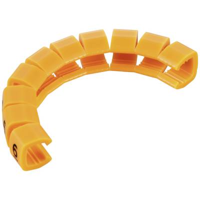 A flexible, orange cable protector with segments for organising and protecting cables.