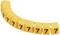 Yellow cable markers with the number '7', arranged in a curved configuration.
