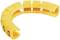 Yellow, flexible cable marking tape arranged in a semi-circular configuration, consisting of multiple segments with labels.