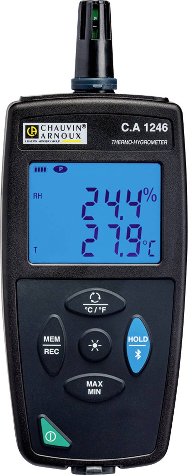 Chauvin Arnoux C.A 1246 Hygrometer 3.0 RH 98.0 RH Data logger + wireless USB interface, Data logging function, Dew point/mould detector