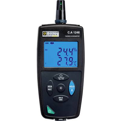 Digital Thermo-Hygrometer with Display. Shows '34.1%' for humidity, '27.9°C' temperature. Buttons for functions underneath.