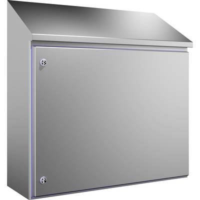 Modern stainless steel letterbox with a sloping roof, rectangular in shape, with two visible screws on the front, without any visible brand markings.