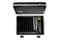 Open suitcase with multiple compartments containing laptops and cables; foam padding in the lid for device protection.