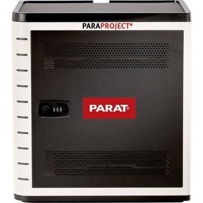 'PARAT' Carry Case for Electronic Devices; black and white housing with combination lock and handle; suitable for secure transportation.