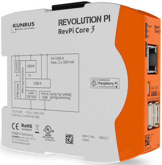 Revolution Pi by Kunbus RevPi Core 3 PR100257 PLC controller 12 V, 24 V-2