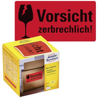 Avery-Zweckform 7211 100 x 50 mm Paper Neon red 200 pc(s) Permanent adhesive Warning labels