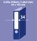A blue file folder label measuring 34 x 192 mm is shown.