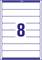The number '8' sits large in the centre of a white rectangle with a blue border and lines defining labels on a sheet.