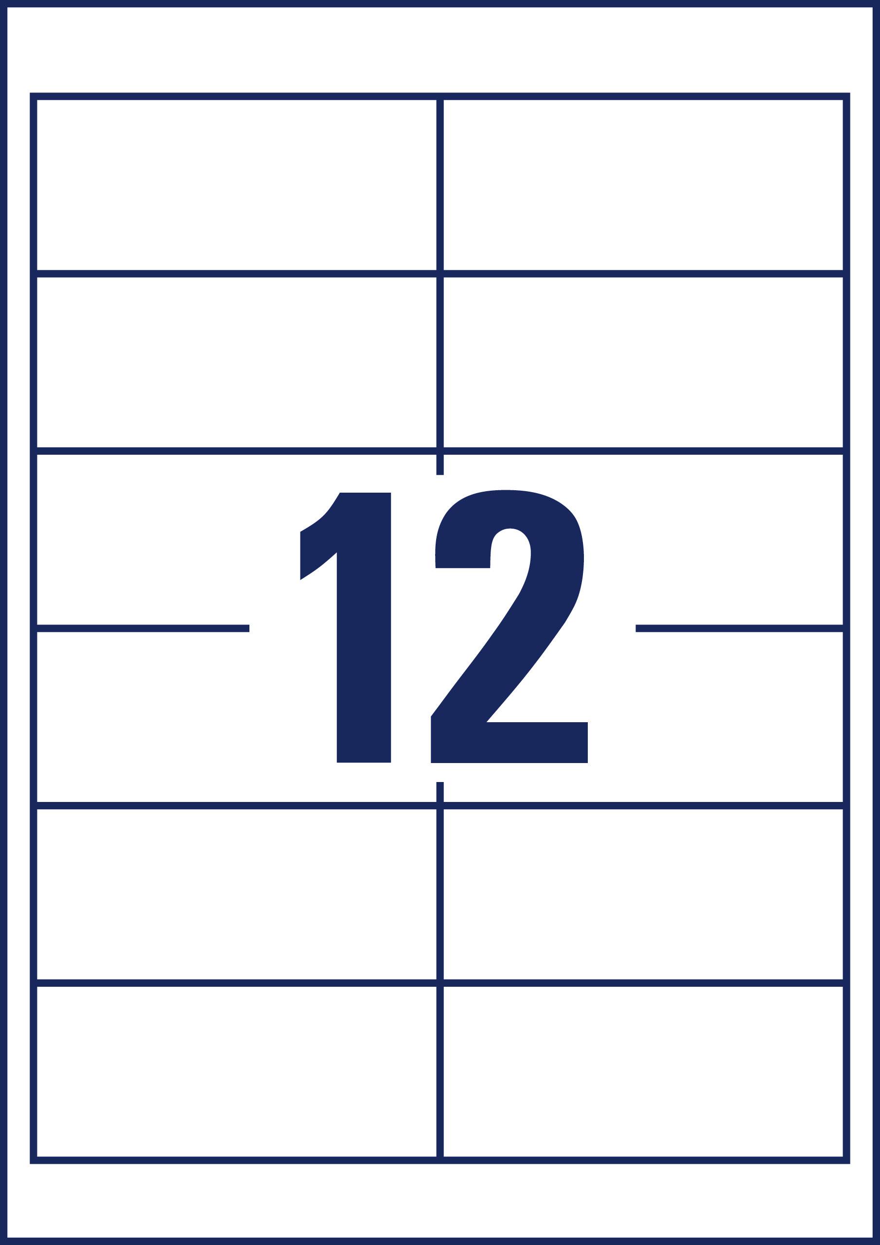Number '12' in large, dark blue lettering, centred on a grid-like white background.