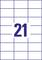 The number 21 is positioned in the centre of a rectangular grid with blue lines on a white background.